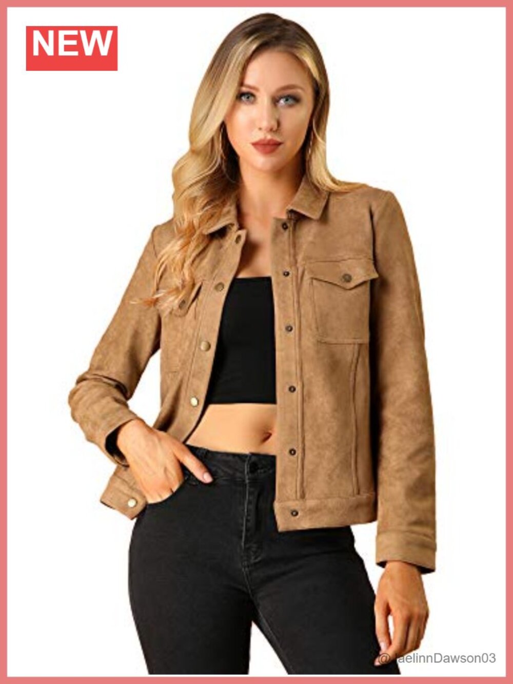 Faux Suede Jacket Turn-Down Collar Long Sleeve Shacket